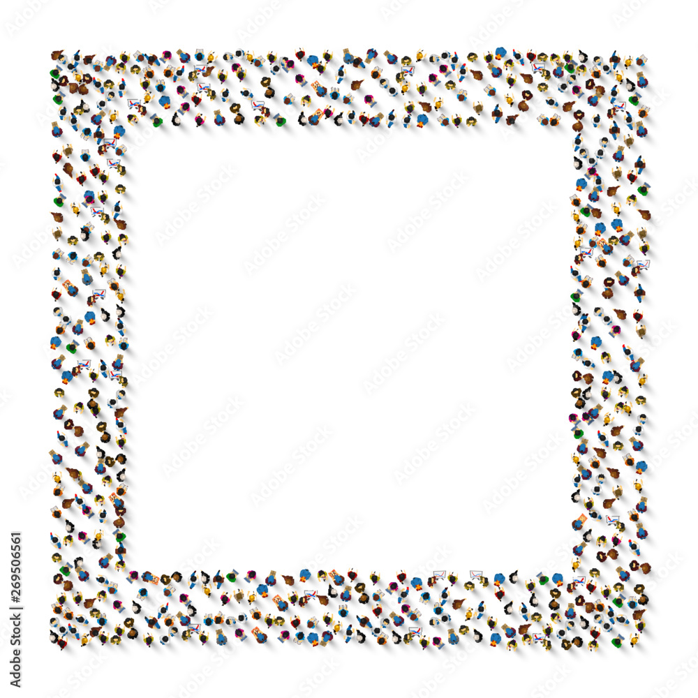 A group of people in a shape of frame banner. A group of people in a shape of frame banner.