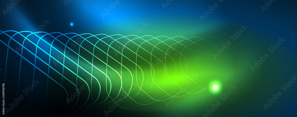 Neon glowing techno lines, hi-tech futuristic abstract background template, vector Neon glowing techno lines, hi-tech futuristic abstract background template, vector