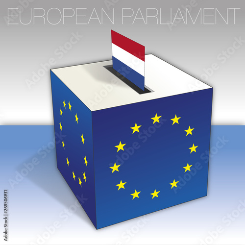 Netherlands, voting box, European parliament elections, flag and national symbols, vector illustration
