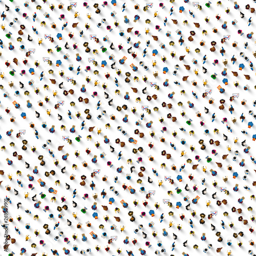 A crowd of people on a white background, seamless texture business cover.
