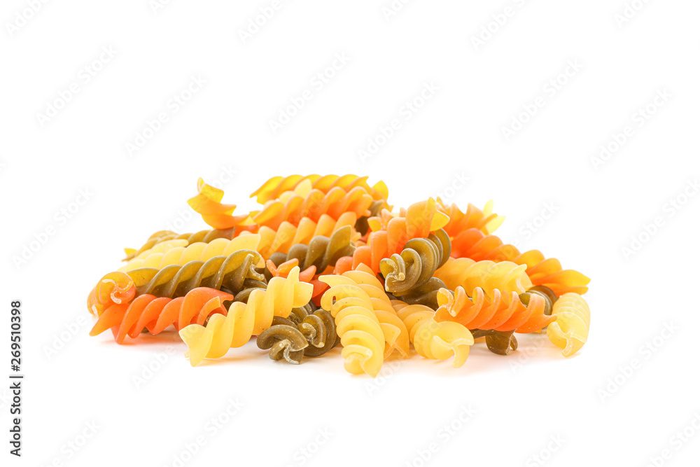 Pasta isolated on white background, closeup. Dry uncooked whole pasta Pasta isolated on white background, closeup. Dry uncooked whole pasta