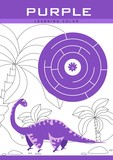 Learning colors. Purple. Educational material for children. Worksheet for kids.