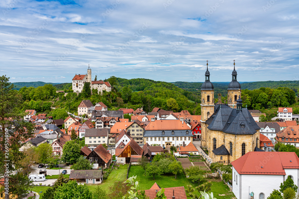 Medieval Castle of Goessweinstein with Basilica,Bavaria in Germany