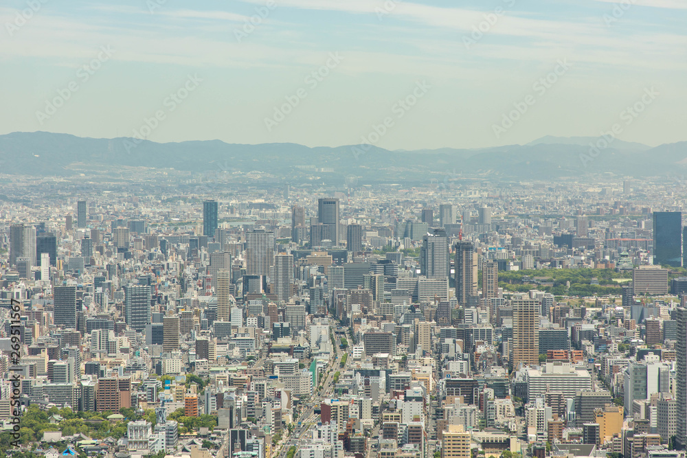 阿部野ハルカスの展望台から見た大阪の風景