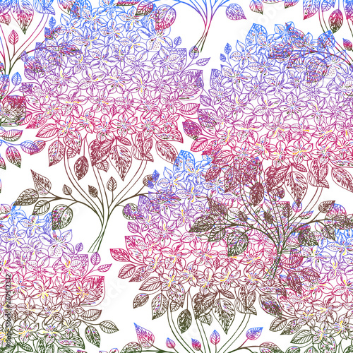 Fototapeta Naklejka Na Ścianę i Meble -  Beautiful seamless pattern with Rhododendron flowers . Vector illustration. EPS 10