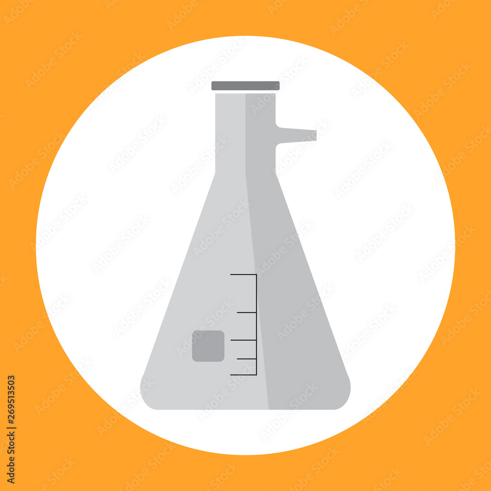 Icon of science equipment, an Erlenmeyer glass flask Icon of science equipment, an Erlenmeyer glass flask