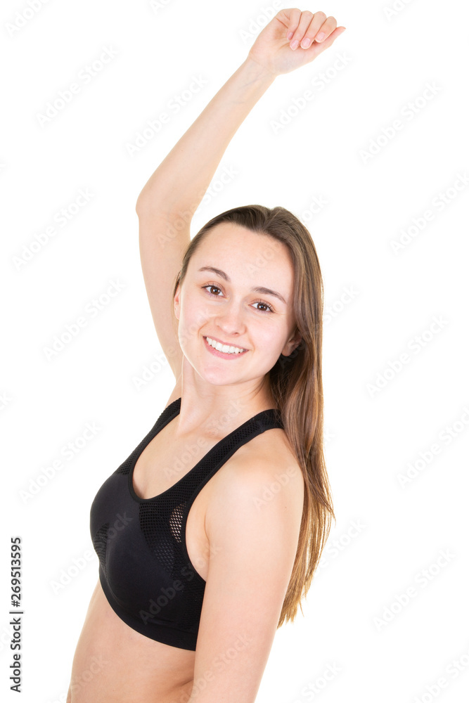 sport young woman doing stretching isolated on white background sport young woman doing stretching isolated on white background