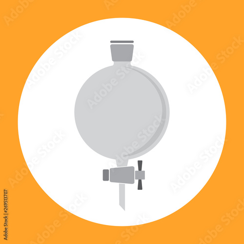 Icon of science equipment, a round bottom flask and separatory funnel with stopper photo