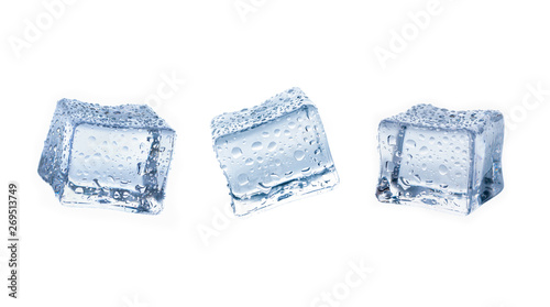 Fototapeta Naklejka Na Ścianę i Meble -  Set of ice cubes isolated on white background.