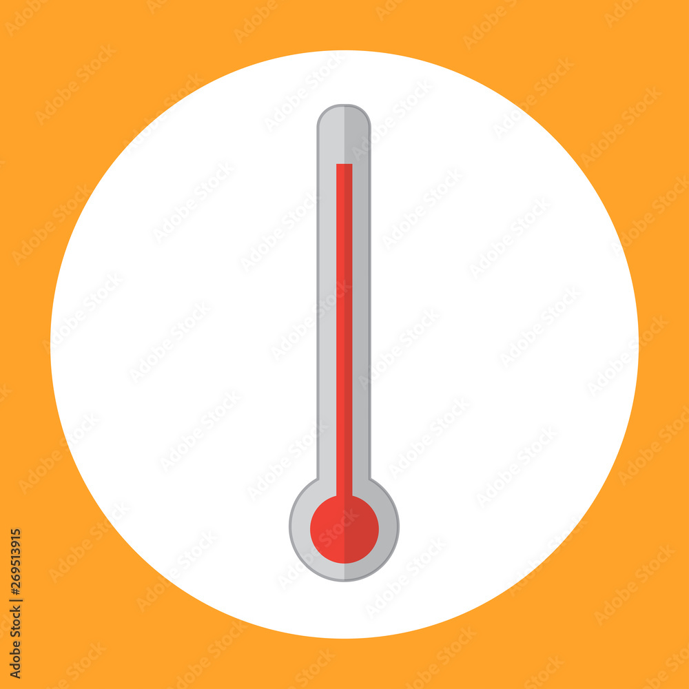Icon of thermometer with red scale inside Icon of thermometer with red scale inside