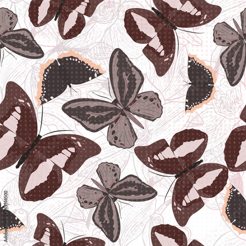 Beautiful seamless pattern with butterflies. Vector illustration  EPS 10