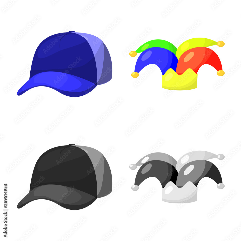 Vector design of clothing and cap symbol. Set of clothing and beret stock symbol for web. Vector design of clothing and cap symbol. Set of clothing and beret stock symbol for web.