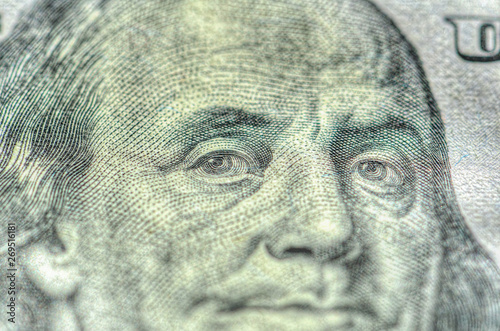 Dollar banknote. Franklin Roosevelt. Close up photo