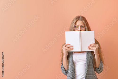 Shocked young woman with bo...