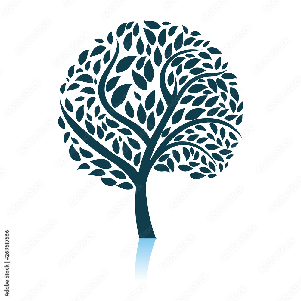 Ecological Tree With Leaves Icon
