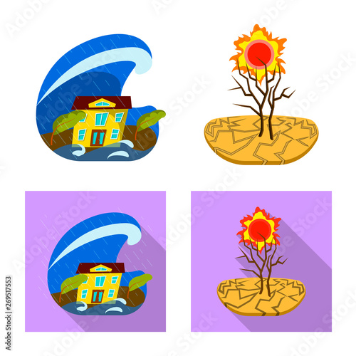 Vector design of weather and distress icon. Collection of weather and crash vector icon for stock.