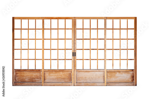 Shoji   Traditional Japanese door window or room divider consisting isolated on white background