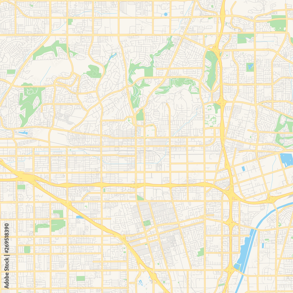 Fototapeta Empty vector map of Fullerton, California, USA