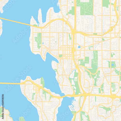 Empty vector map of Bellevue, Washington, USA
