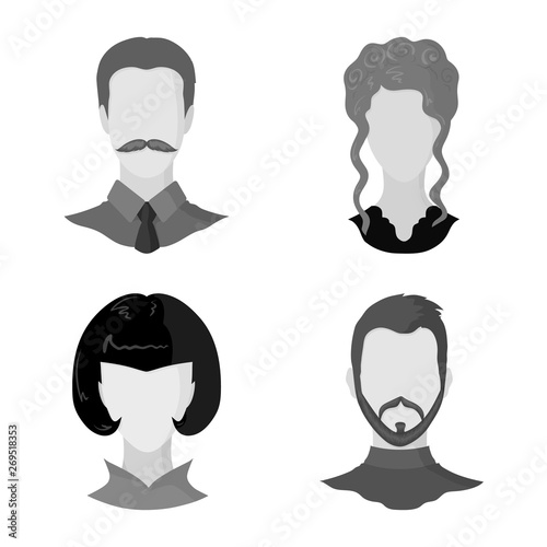 Vector illustration of character and profile icon. Set of character and dummy stock symbol for web.