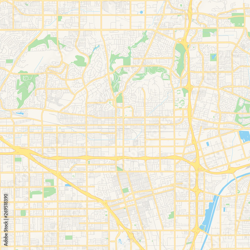 Empty vector map of Fullerton, California, USA