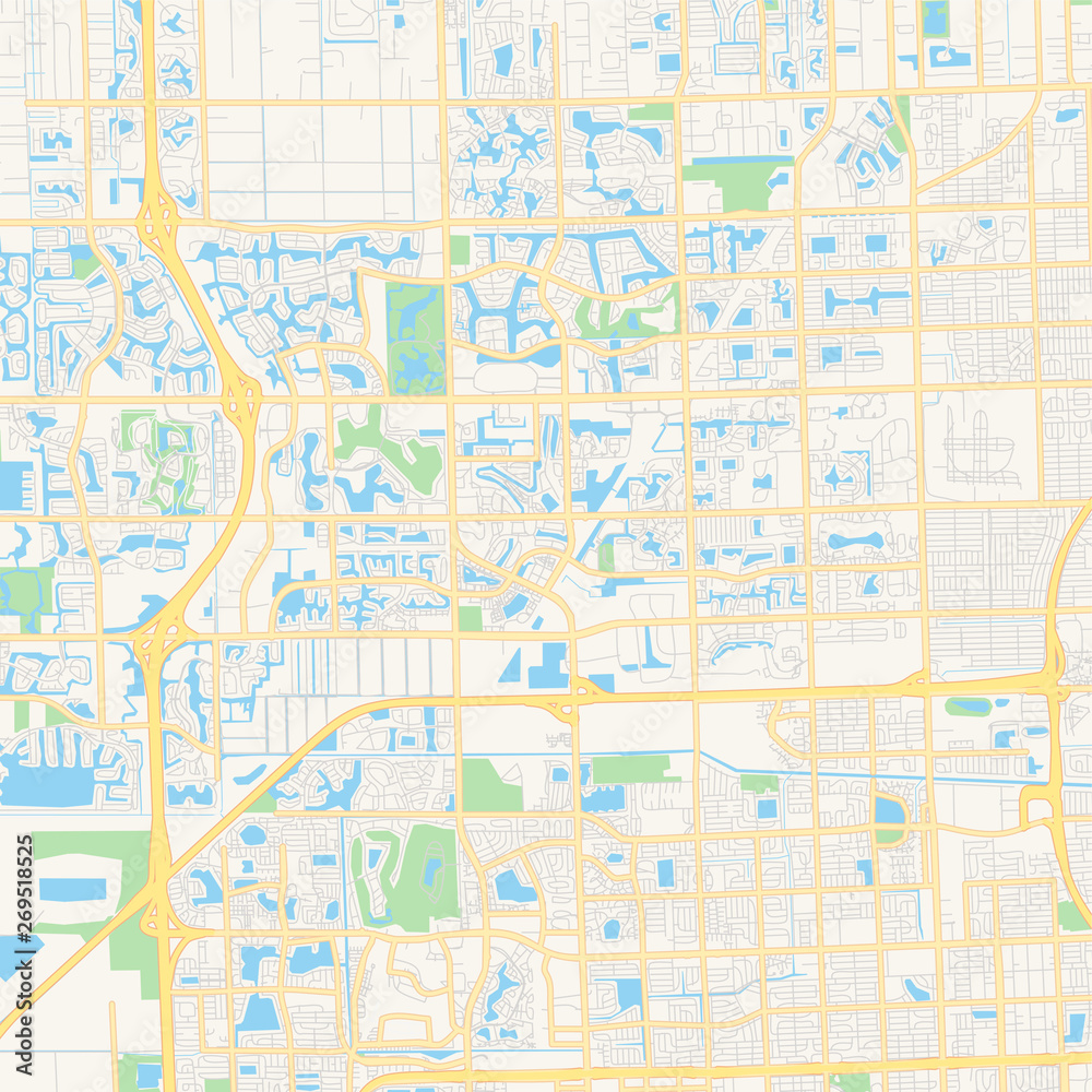 Empty vector map of Miramar, Florida, USA