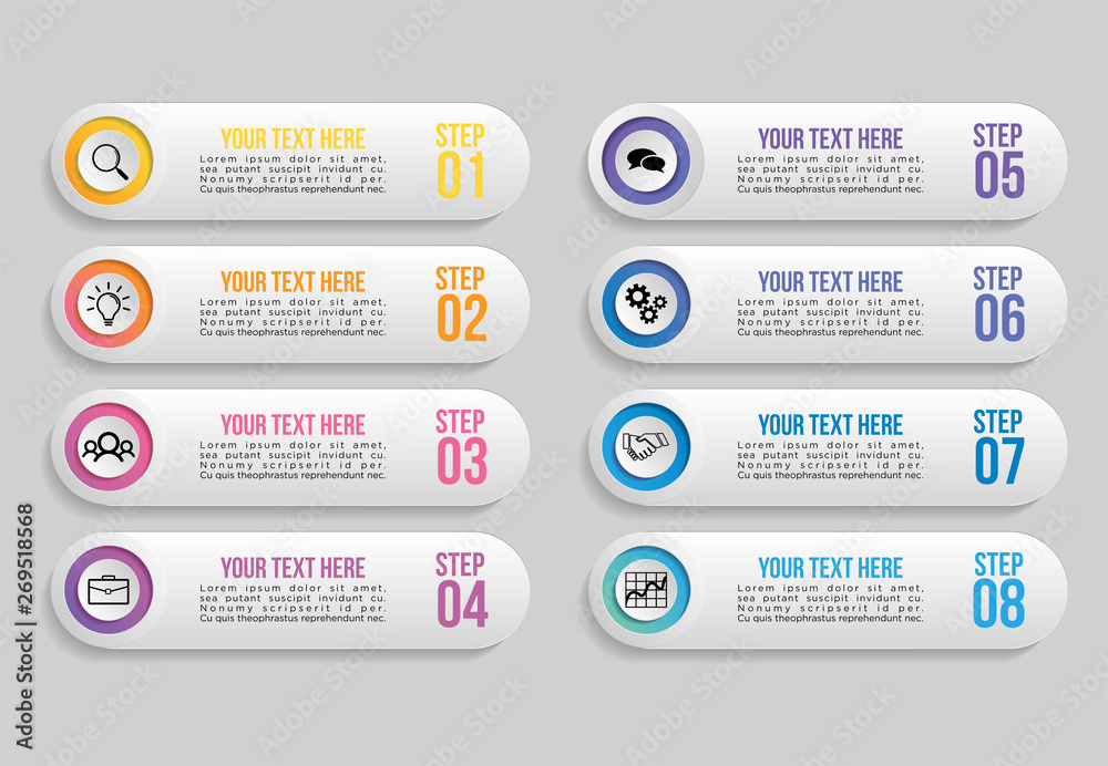 Vetor de Vector Infographic Design Template with Options Steps and ...