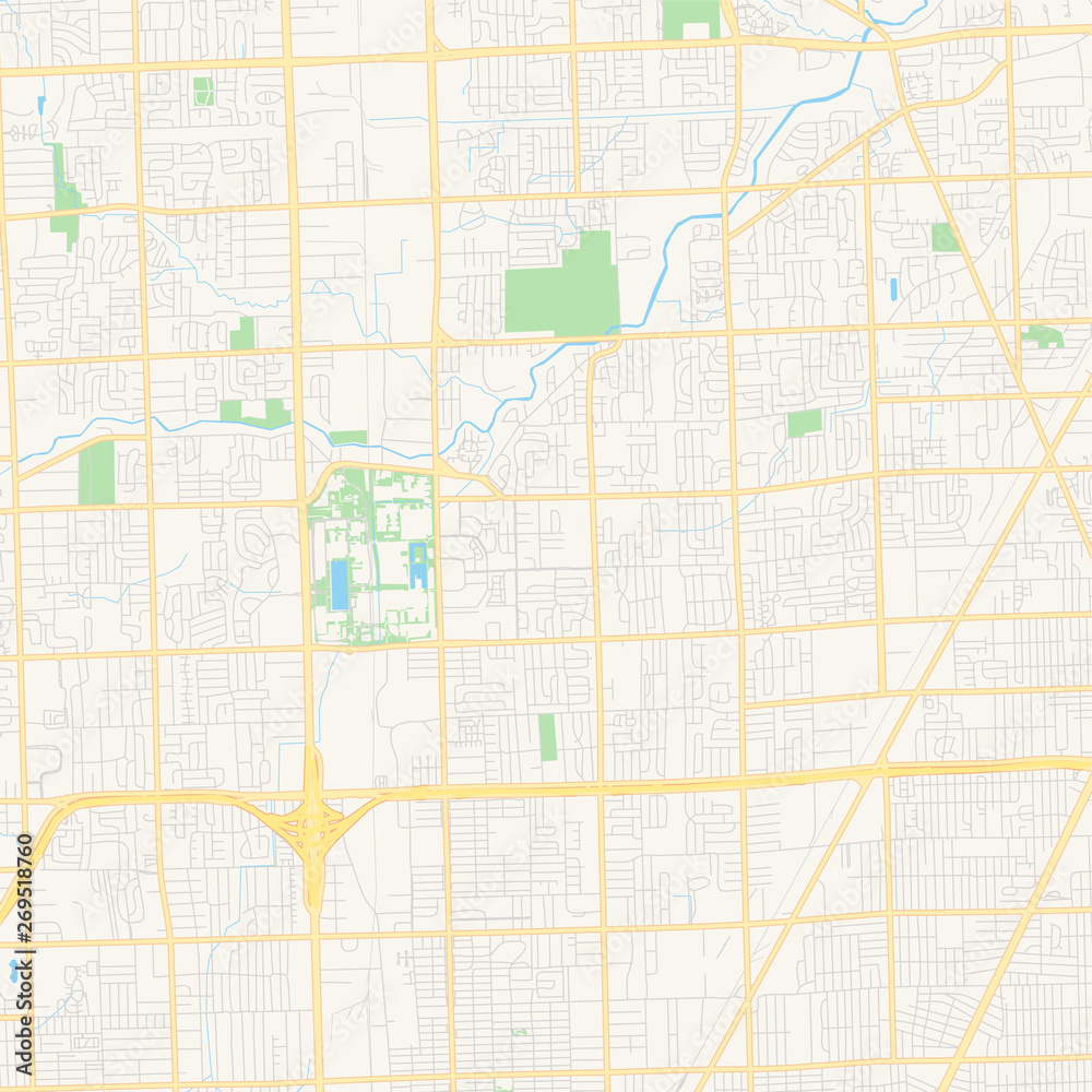Empty vector map of Warren, Michigan, USA