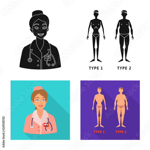 Isolated object of diet and treatment  icon. Set of diet and medicine stock vector illustration.