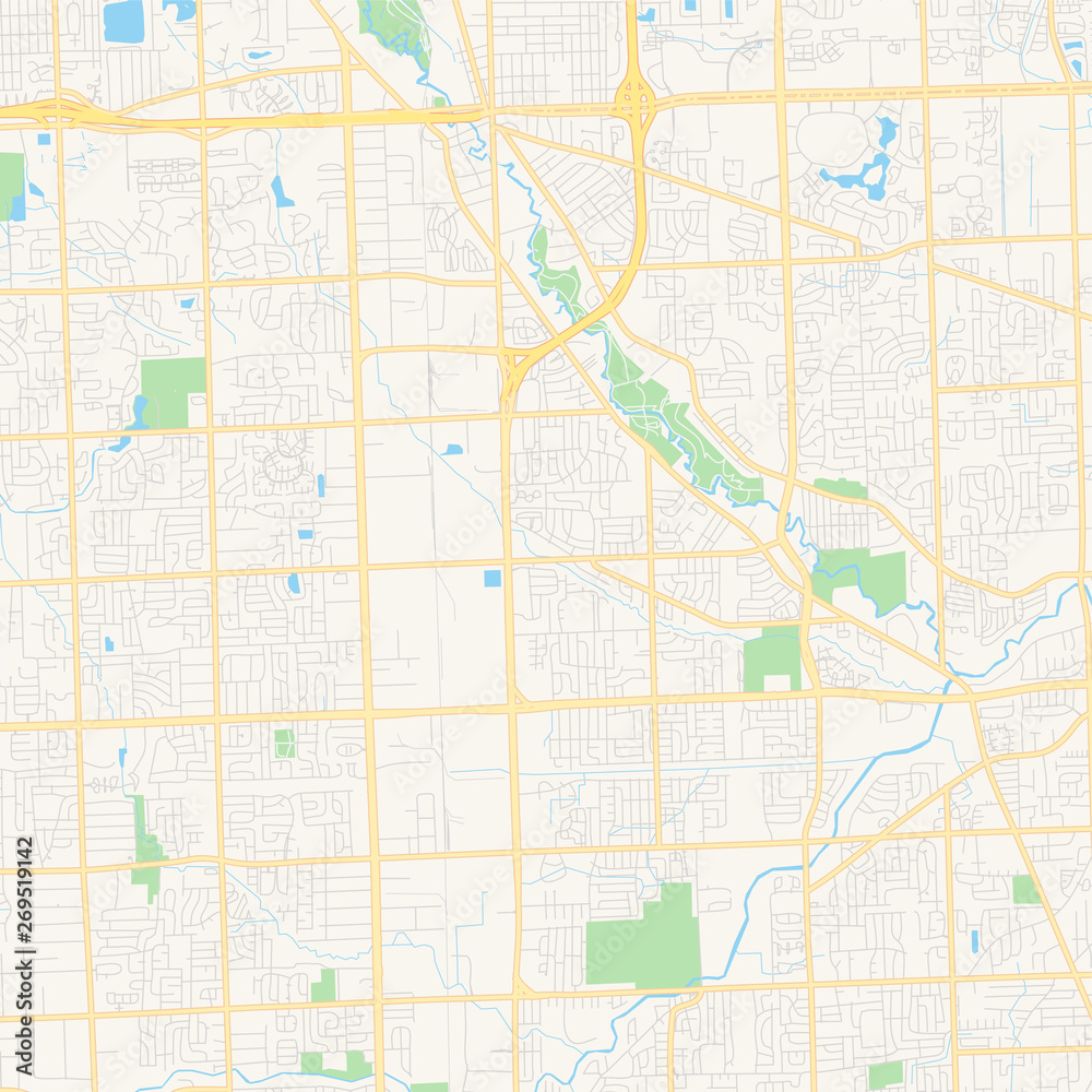 Empty vector map of Sterling Heights, Michigan, USA