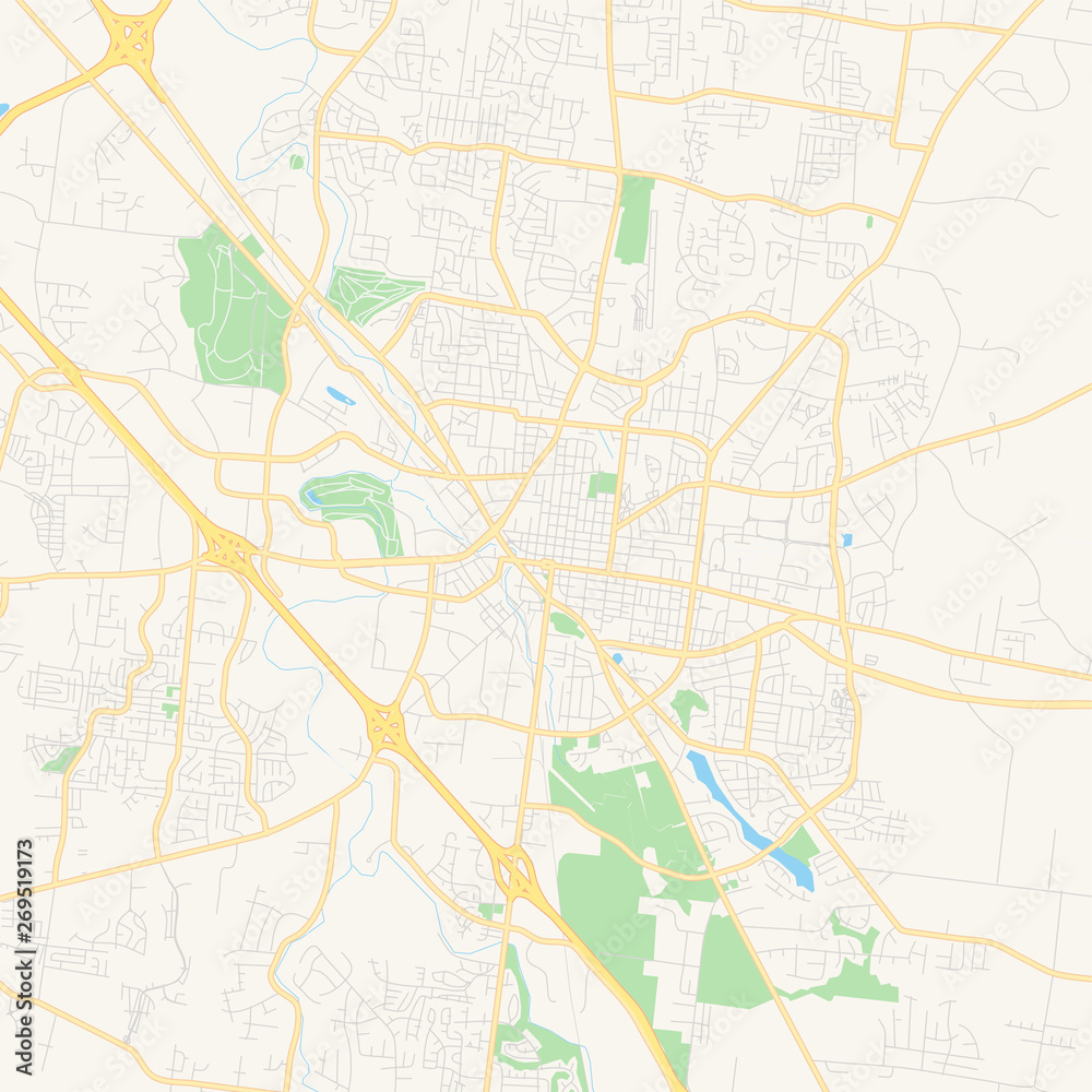 Empty vector map of Murfreesboro, Tennessee, USA