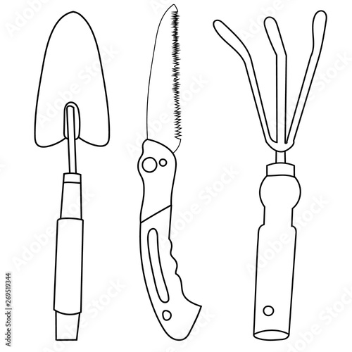 set of sketches of garden tools