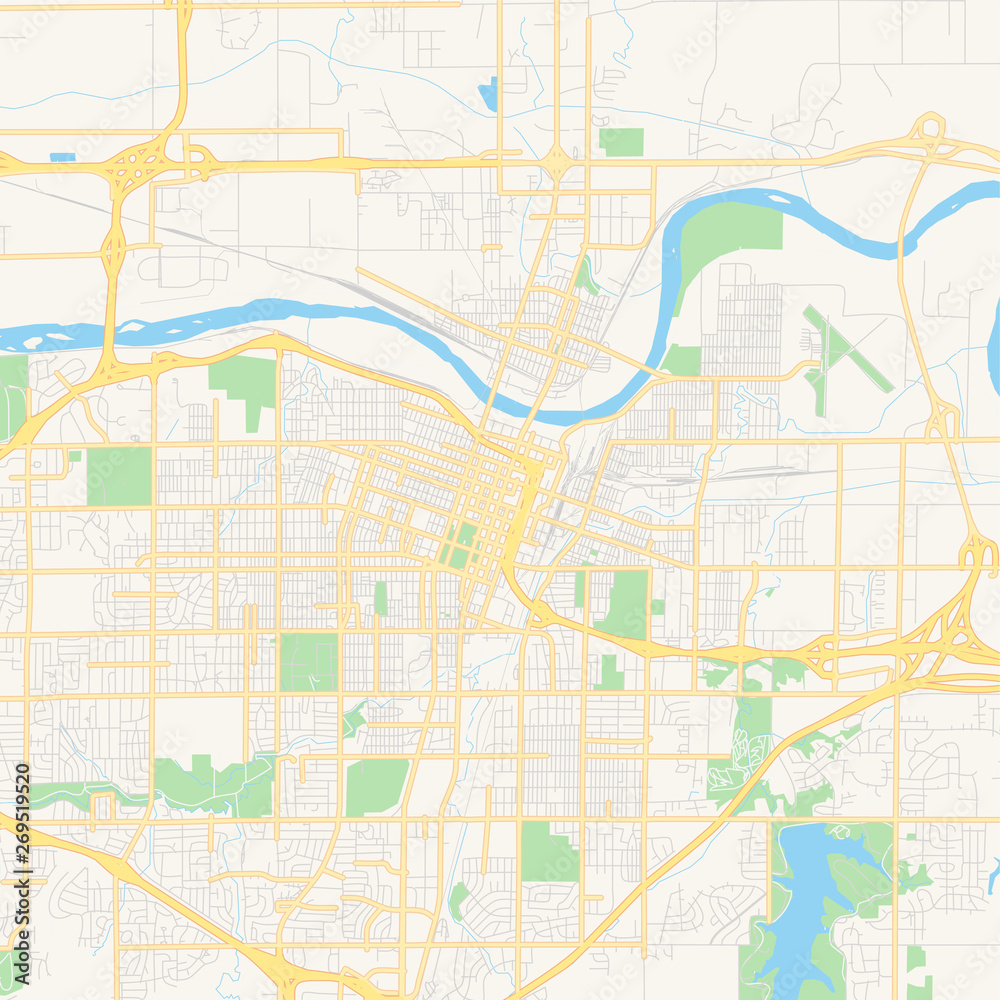 Empty vector map of Topeka, Kansas, USA