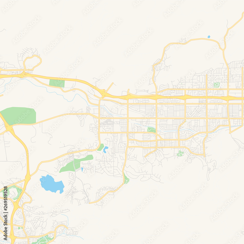 Fototapeta premium Empty vector map of Simi Valley, California, USA