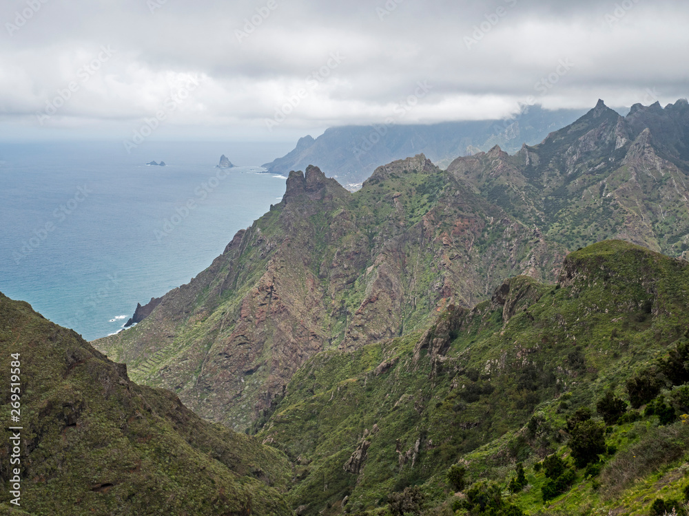 The green mountains of Anaga. Summer day on Tenerife island