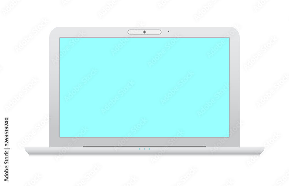 Minimalistic laptop with blue screen on white background Minimalistic laptop with blue screen on white background