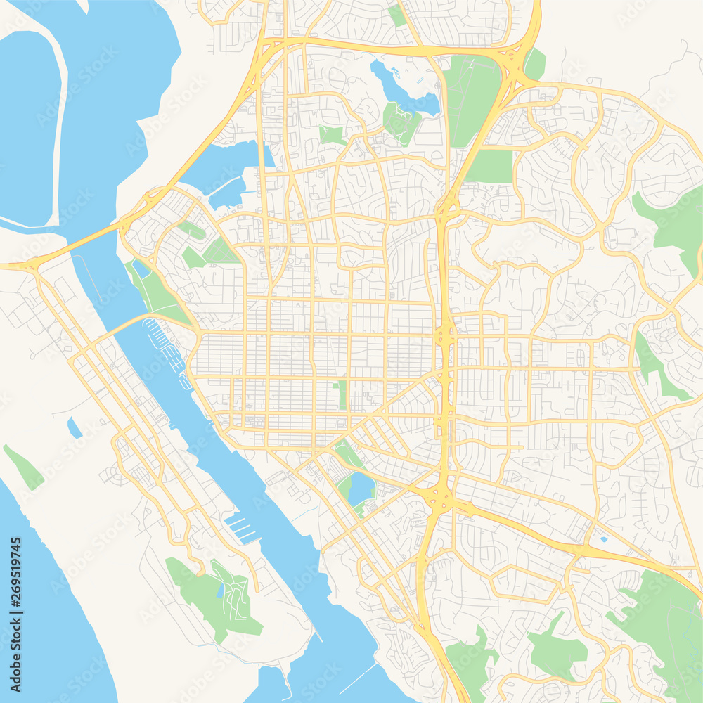 Empty vector map of Vallejo, California, USA