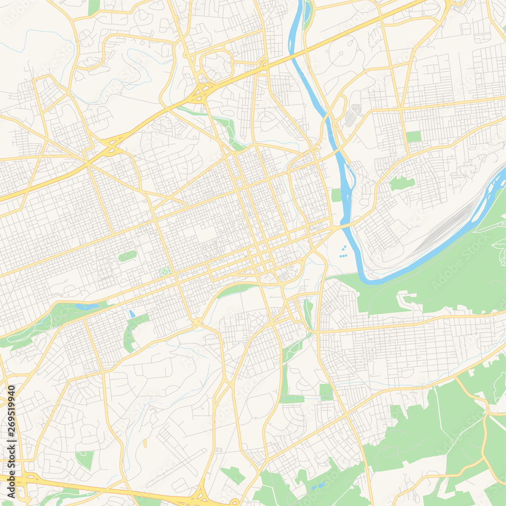 Fototapeta premium Empty vector map of Allentown, Pennsylvania, USA