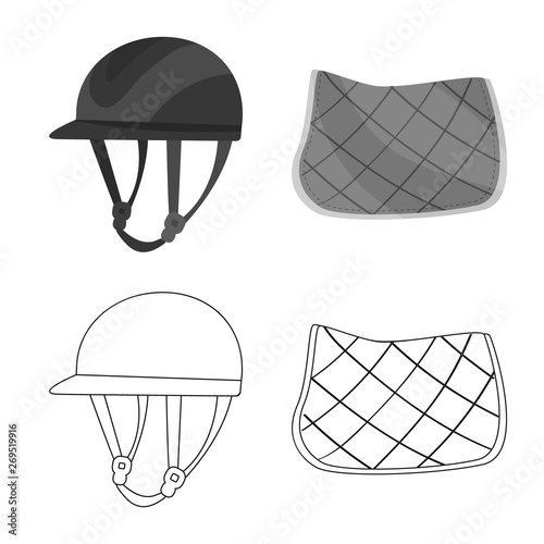 Vector illustration of equipment and riding sign. Collection of equipment and competition vector icon for stock.