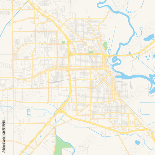 Empty vector map of Beaumont, Texas, USA