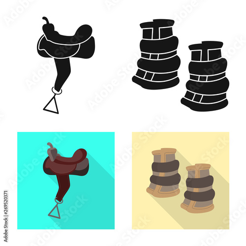 Isolated object of equipment and riding sign. Collection of equipment and competition stock symbol for web.