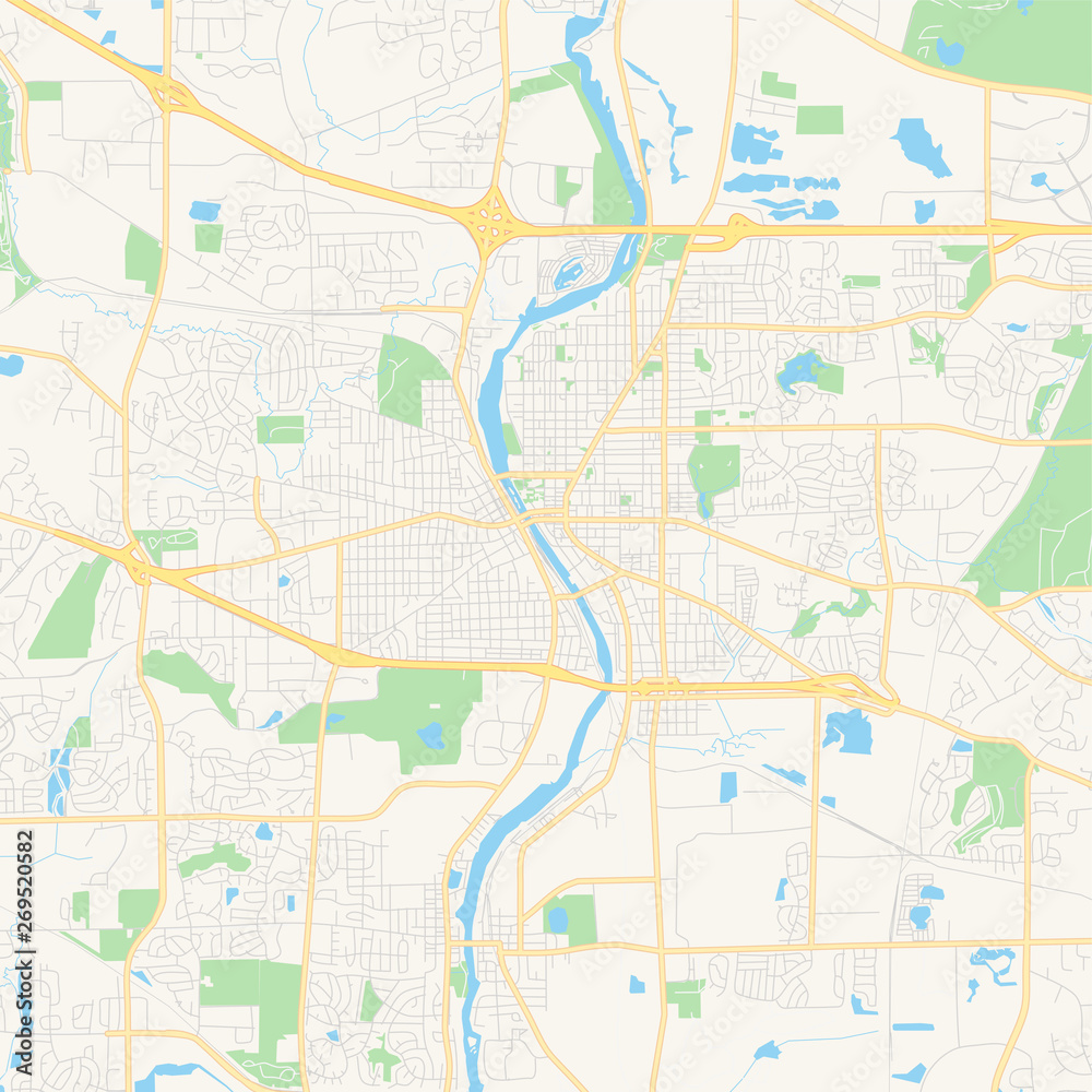 Empty vector map of Elgin, Illinois, USA