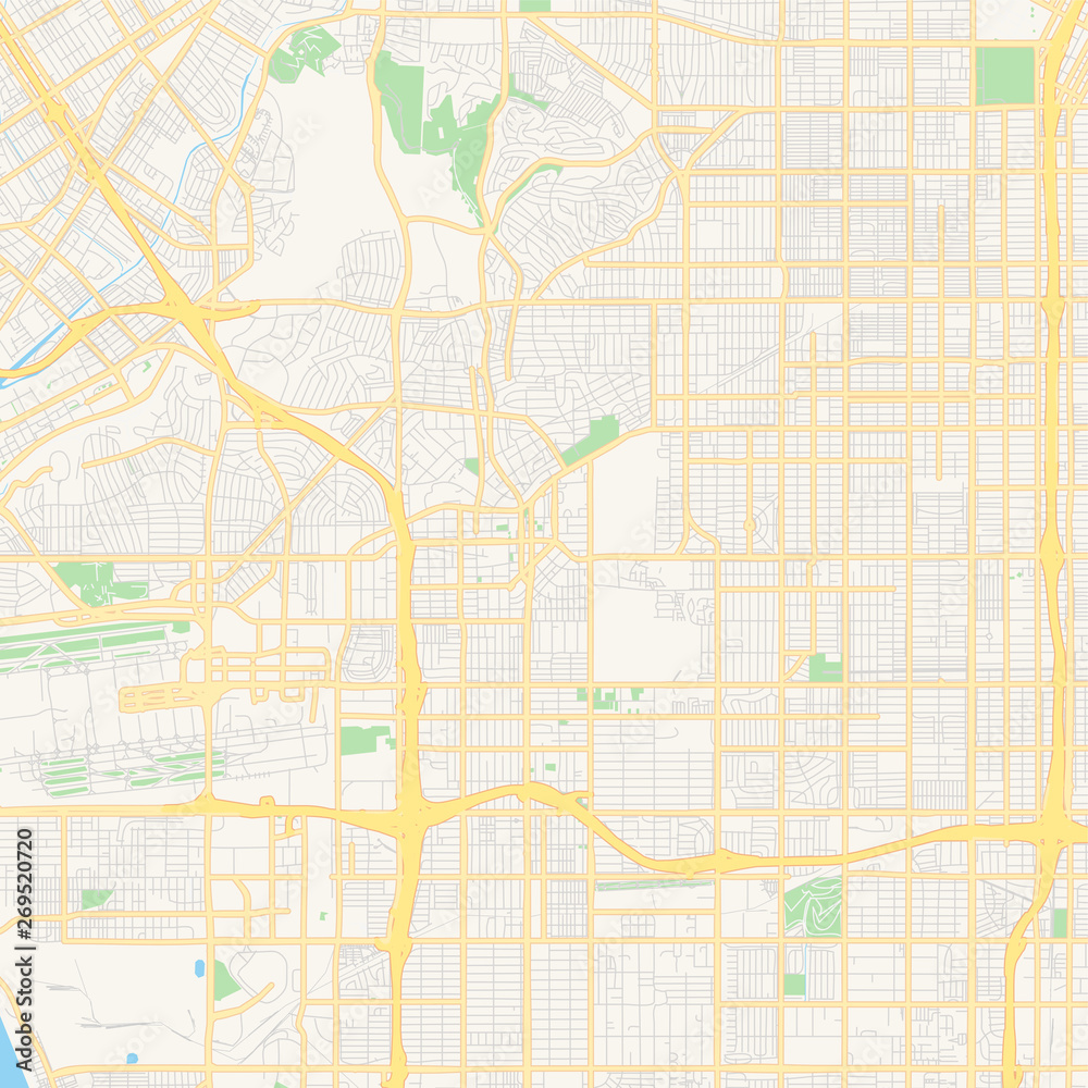 Empty vector map of Inglewood, California, USA