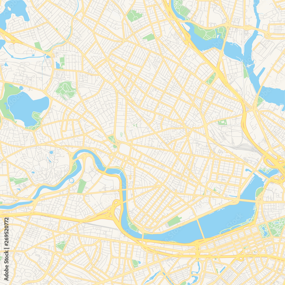 Naklejka premium Empty vector map of Cambridge, Massachusetts, USA