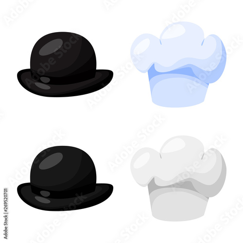 Vector illustration of clothing and cap symbol. Set of clothing and beret stock symbol for web.