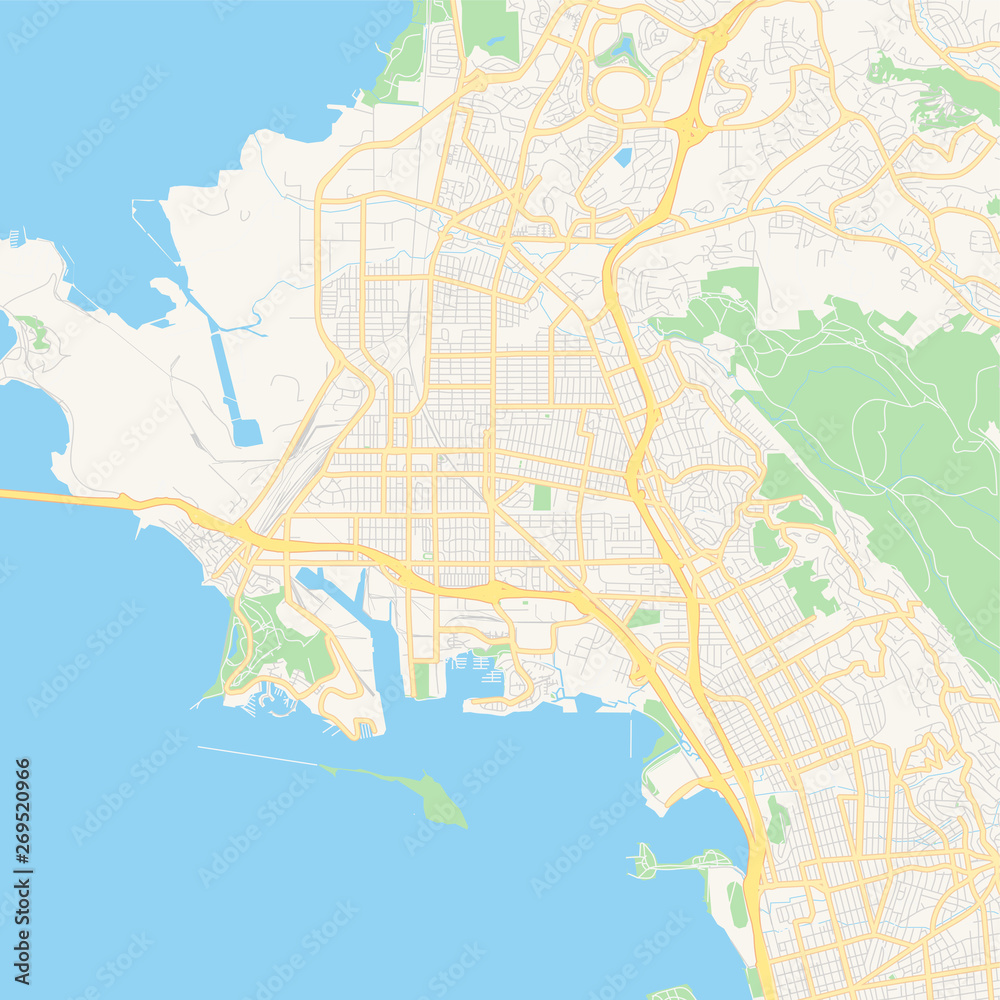 Empty vector map of Richmond, California, USA
