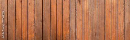 Panorama of Brown wood fence texture and background