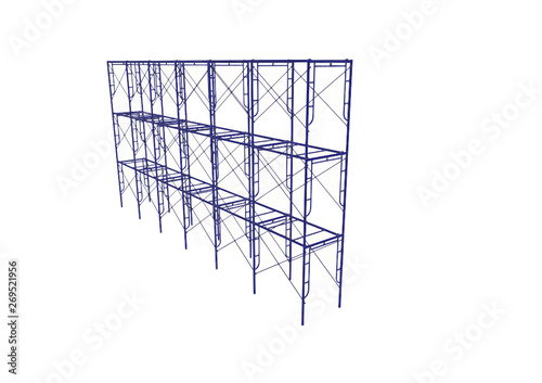 Vector of Scaffolding frame Japanese standard type isolated on white background. Can be fill dimension or other safety standard by user. Use for construction content or scaffolding vendor.