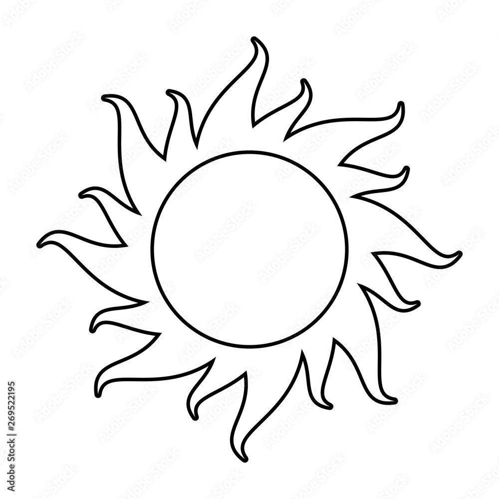 Sun cartoon over white background in black and white Stock Vector | Adobe  Stock