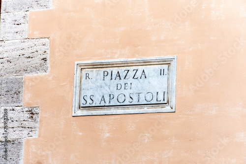 Holy Apostles square name sign, Rome, Italy © cineberg